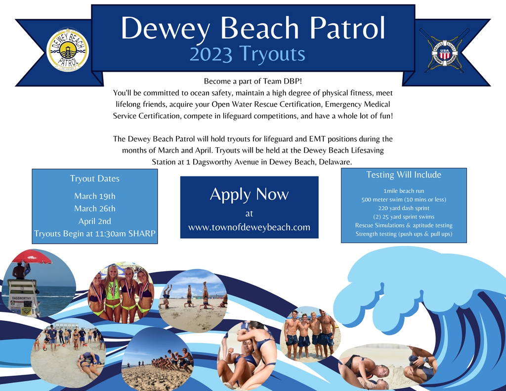 Town of Dewey Beach Delaware Dewey Beach Patrol 2023 Tryouts